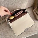 Dam quiltad crossbody väska med massiv kedja och lock Metallspänne Lång kedjeaxelrem av PU-läder 23 x 16 x 8 cm 7