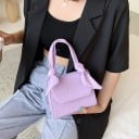 Dam mini crossbody väska med dekorativa knutar på handtaget Lock och lång rem över axeln Krokodilsmönster PU läder 17 x 13 x 9 cm 9