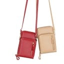 Dams crossbody väska för mobil och kort Grain PU läder Flera fickor med dragkedja Justerbar rem Gyllene detaljer 11 x 5 x 18 cm 6