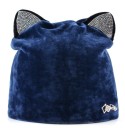 Dam elegant hatt med kattöron Glittrande stenar på öronen Sammetutseende Bomullsmaterial Huvudomfång 56 till 58 cm 12