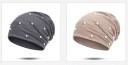 Damsk beanie mössa dekorerad med imitation av pärlor och glittrande stenar Lös passform med mjukt rynk Mjukt garn av polyester 15