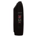 Damförlängd svart hoodie med färgglada broderade blommor på ärmarna Hoodiekjolar Rund halsringning med ribbad kant Polyester 5