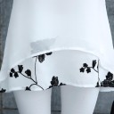 Damsk lång blus med korta ärmar och blommönster Lager på lager nederkant Rund halsringning Polyester och bomull Elegant lös passform 8