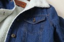 Damens isolerade jeansjacka med fårskinn Plyschfoder och krage Knappstängning Bröstficka Mörkblå Bomull och polyester 7