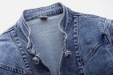 Dam denimjacka med blommönsterbroderi Ståkrage Stängning med knoppar och öglor Kort formad passform Polyester och bomull 5
