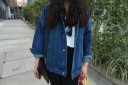 Dams denimjacka med knappar Lös oversized passform Sänkta axlar Bröstfickor med lock Klassisk krage Denim för varje dag 4