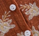 Dams rustik blus med blommig broderi Långa lösa ärmar Rund halsringning Rynkad design Hålmönstrad insats Bomull och polyester 3