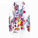 Dam oversize hoodie med huva i hip hop stil Heltryckt tecknat mönster med skallar och rosor Snören i huvan Polyester med spandex 4
