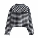 Dam vår kort jacka med hönsnätsmönster Svartvit Skjortkrage Knäppning med knappar Två bröstfickor med lock Polyester 3