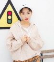 Dam vårjacka anorak i japansk stil med huva Dragkedja på bröstet Känguruficka Elastiska ärmslut och nederkant Bomull, polyester och akryl 21
