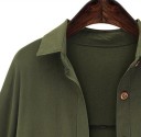 Damskjorta med lös passform för kallare väder Dekorativa veck i midjan Rullbara ärmar med band Rundad nederkant Polyester 4