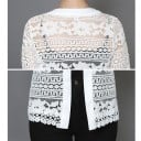 Damspetsblus med öppen framsida och trekvartsärmar Vågig spetskant Bomull polyester och spandex 5
