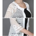 Damspetsblus med öppen framsida och trekvartsärmar Vågig spetskant Bomull polyester och spandex 6