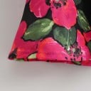 Damblus med djup V-ringning Trekvartsärmar med rynkor Rynkad framdel Volang i midjan Rosa och svart Polyester med bomull 3
