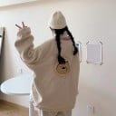 Damsidig vändbar beige plyschjacka med rutigt krage och björnmotiv Dragkedja Rutigt foder Polyester och bomull 5