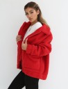 Dam varm fluffig jacka med dragkedja och bred krage Löst snitt med sänkta axlar Två stora framfickor Polyester med bomull 11