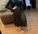 Plisserad damkjol med leopardtryck 9