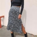 Falda de mujer con estampado de leopardo y abertura. 4