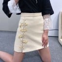 Falda de piel sintética para mujer con hebillas 6