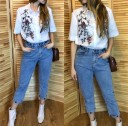 3/4 lösa jeans för kvinnor 4