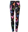 Dam 3D leggings med fjärilstryck - Svarta 3
