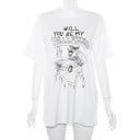 Vit T-shirt för kvinnor med tryck A389 5