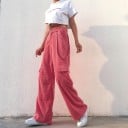 Pantalons cargo pour femmes roses 3