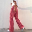Pantalons cargo pour femmes roses 5