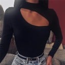 Body de manga larga negro para mujer 3
