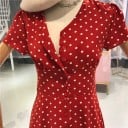 Vestido rojo de mujer con lunares 4