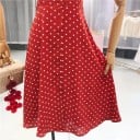 Vestido rojo de mujer con lunares 6