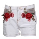 Jeansshorts för kvinnor med rosor J1083 4