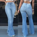 Randiga jeans för kvinnor 3