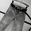 Grå jeans för kvinnor med strass 4