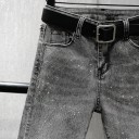 Grå jeans för kvinnor med strass 5
