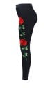 Jeans pour femmes taille haute avec des fleurs - Noirs 2