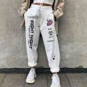 Pantalons jogger blancs pour femmes avec imprimé 2