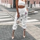 Pantalons jogger blancs pour femmes avec imprimé 4