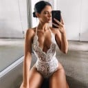 Body de encaje para mujer con escote profundo 3