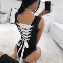 Bodys de encaje para mujer con cordones 4