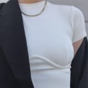 Kort t-shirt för kvinnor vit B85 4