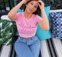 Kort t-shirt för kvinnor rosa 6