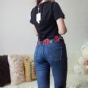 Kort t-shirt för kvinnor med blommor 6