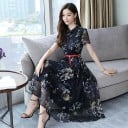 Vestido de mujer con flores y cinturón 3