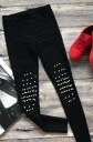 Moderna jeans för kvinnor med manschettdiamanter - Svart 7