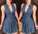 Rochie pentru femei, fără mâneci, cu nasturi 3