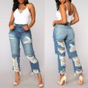 Kvinnors slitna stretchjeans 5