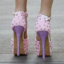 Kvinnors rosa pumps med strass 4