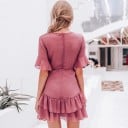 Rochie roz pentru femei cu volane 4