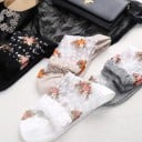 Damstrumpor i nylon med blommor 5